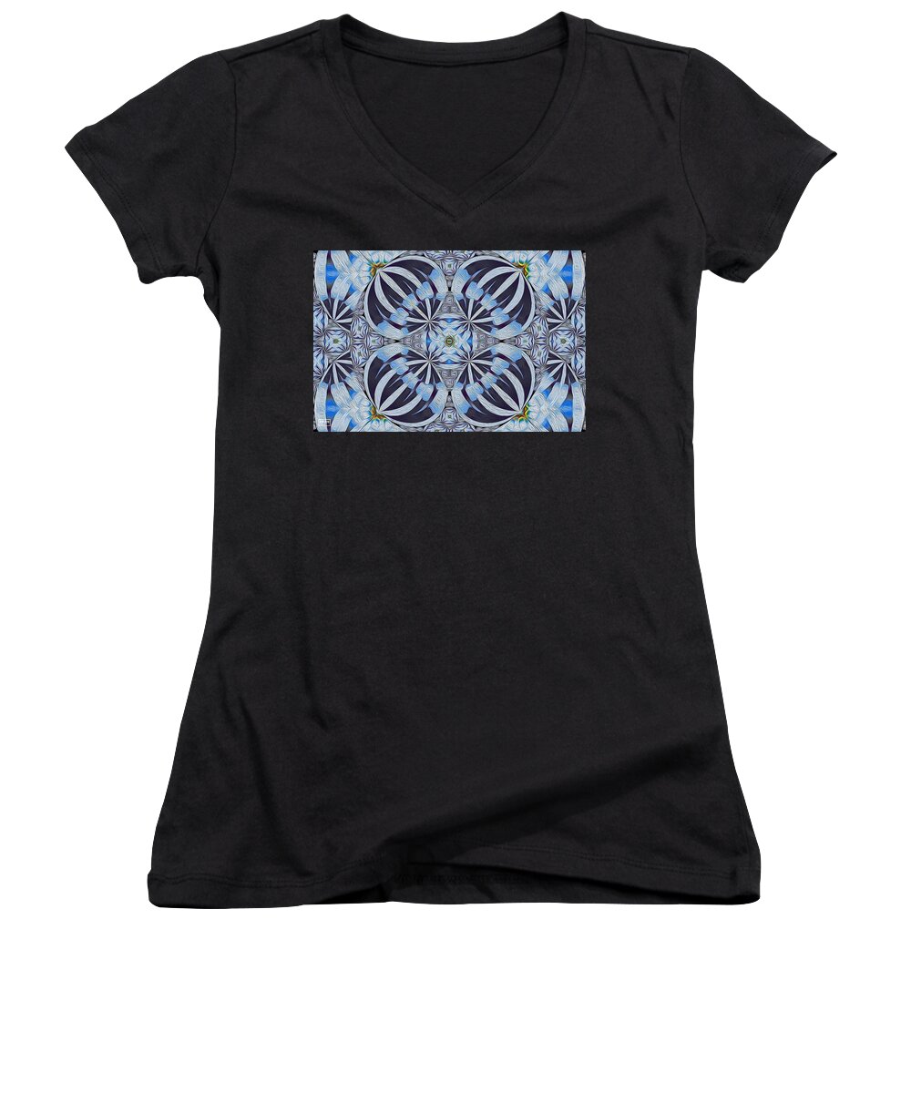 Abstract Women's V-Neck featuring the digital art Winter Carnivale by Jim Pavelle