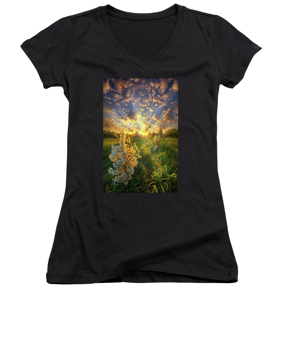Landscape Women's V-Neck featuring the photograph With An Angel By My Side by Phil Koch