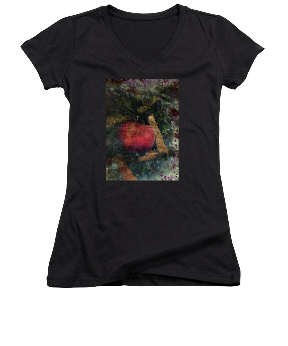 Apple Women's V-Neck featuring the photograph Without Consequence by Char Szabo-Perricelli