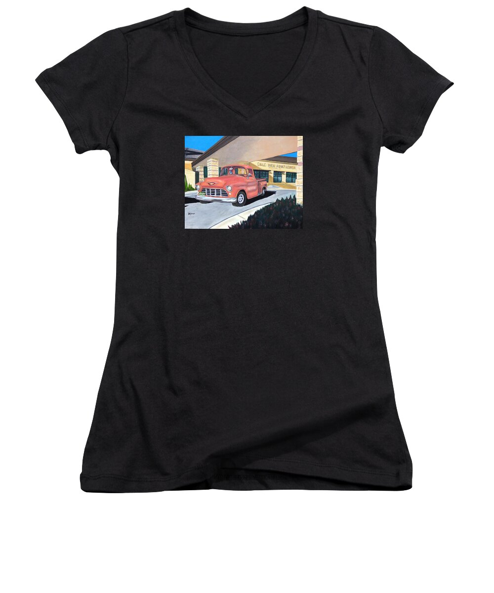 55 Chevy Truck Women's V-Neck featuring the painting Wohstra-1 by Dean Glorso