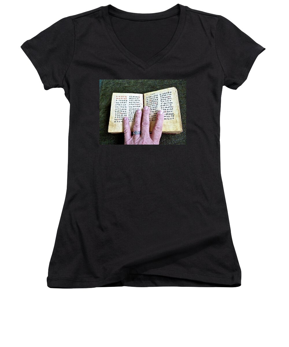 Bible Women's V-Neck featuring the photograph Word of the Living God by Diana Hatcher