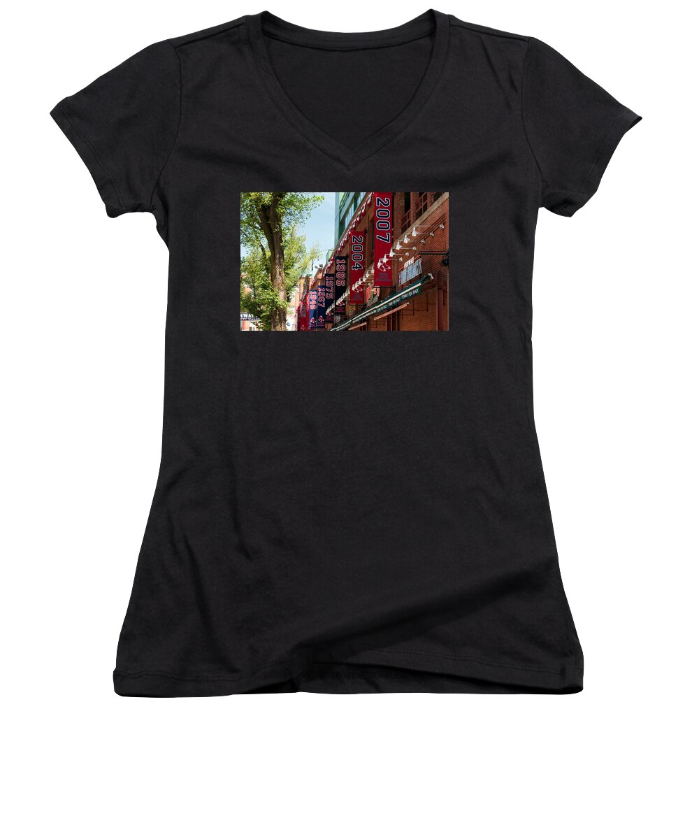 Red Sox Women's V-Neck featuring the photograph Yawkee Way by Paul Mangold