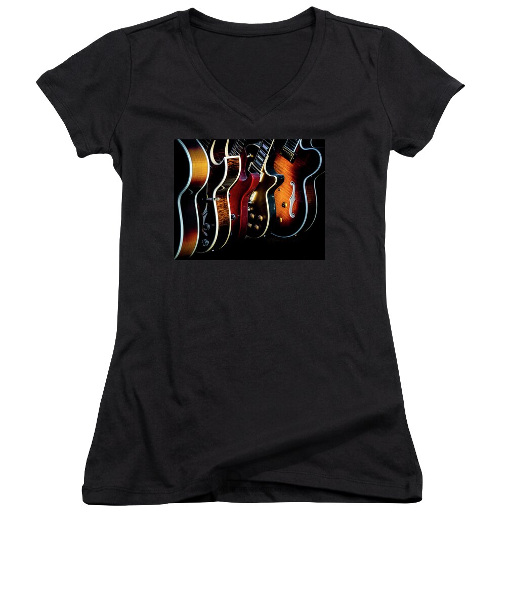 Guitar Women's V-Neck featuring the photograph Body by Heritage by William Christiansen
