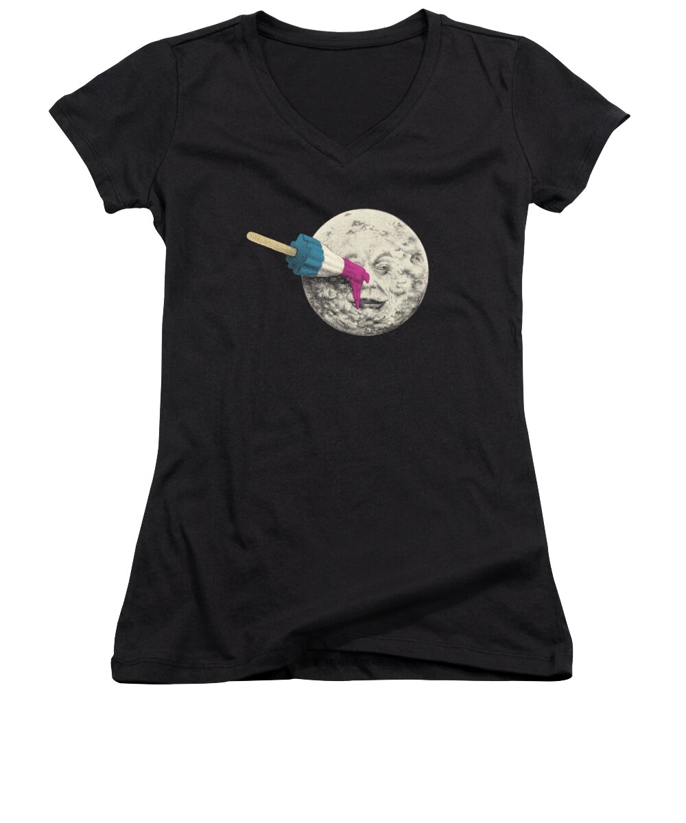 Moon Women's V-Neck featuring the drawing Summer Voyage - Option #1 by Eric Fan