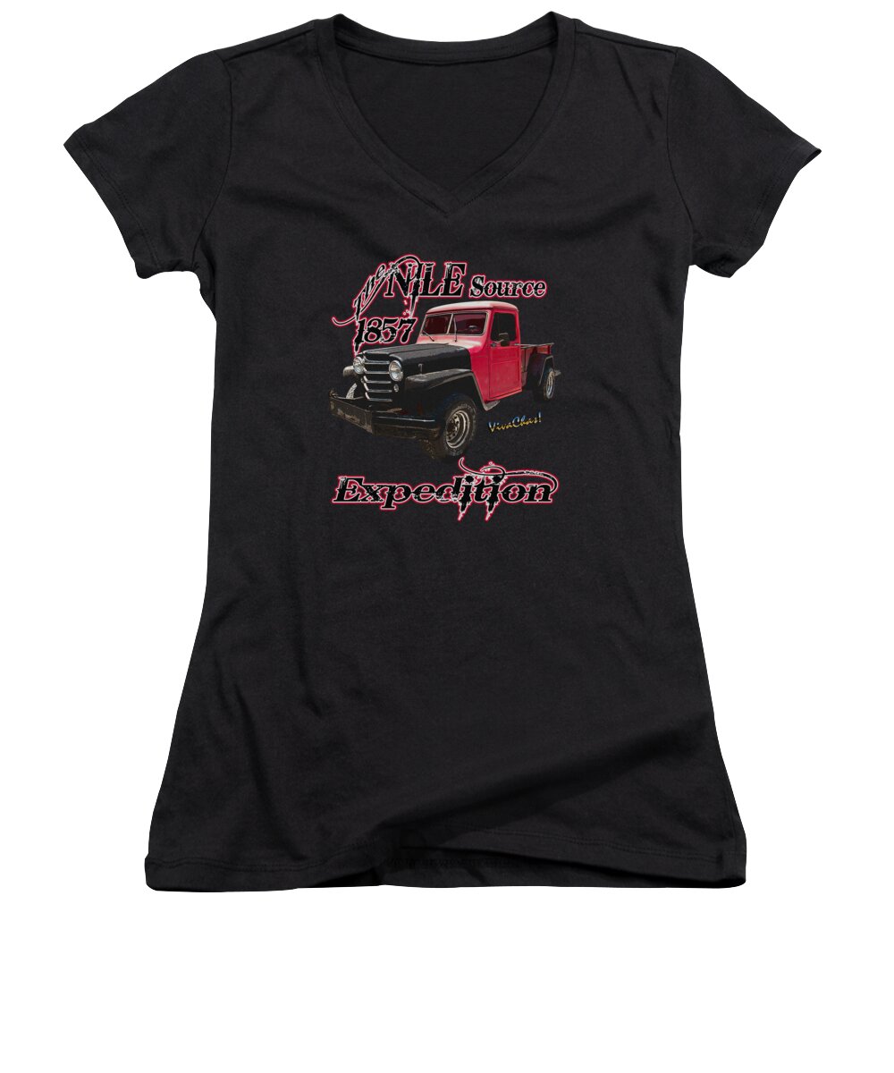 1951 Women's V-Neck featuring the photograph 51 Willys Jeep 4x4 Pickup Ridge Running Before Dark by Chas Sinklier