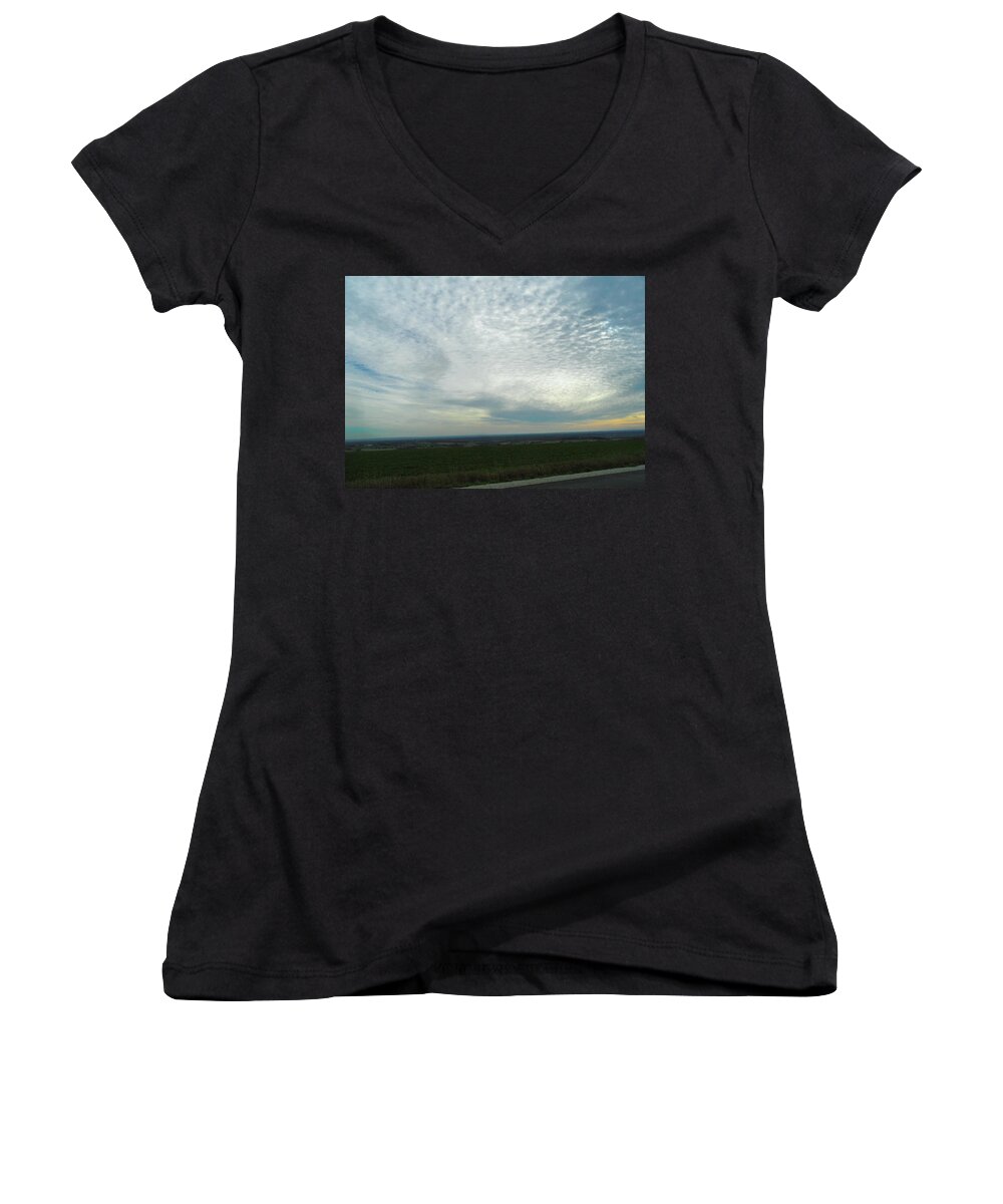 Colossal Country Clouds Women's V-Neck featuring the photograph Colossal Country Clouds #6 by Cyryn Fyrcyd