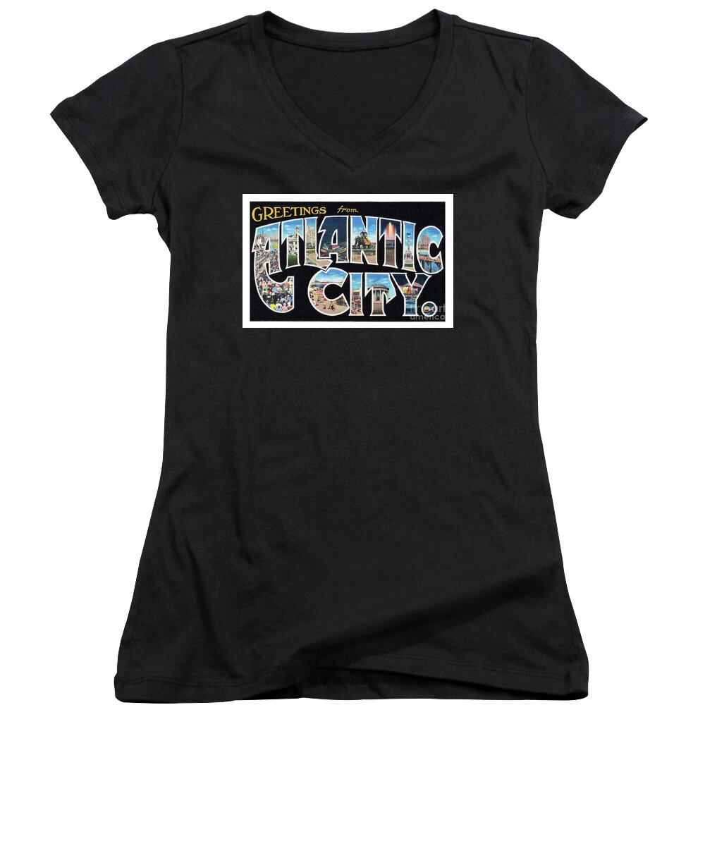 Lbi Women's V-Neck featuring the photograph Atlantic City Greetings #2 by Mark Miller