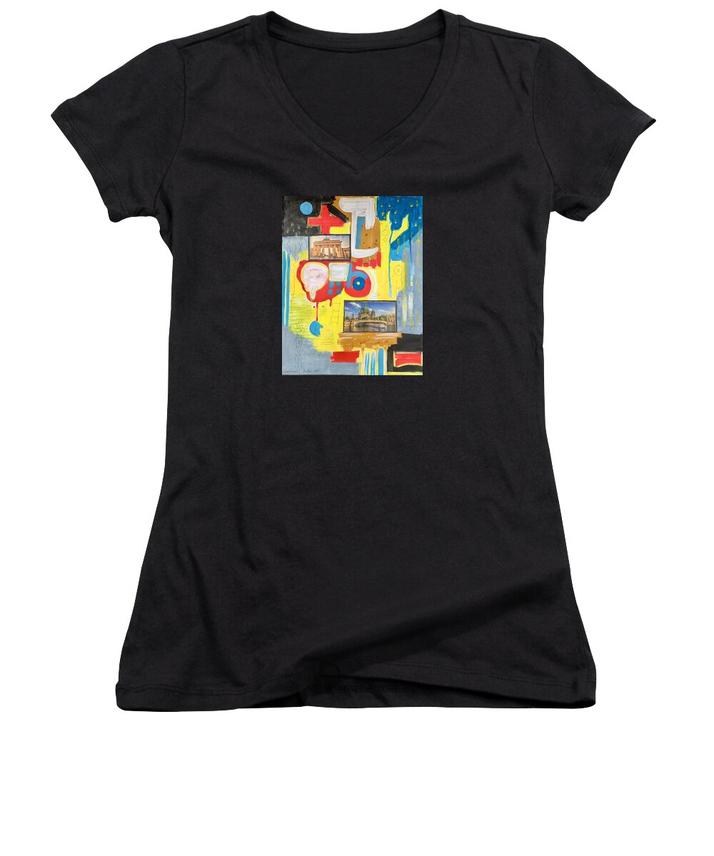 Berlin Abstract Women's V-Neck featuring the photograph Berlin by Barbara Anna Knauf