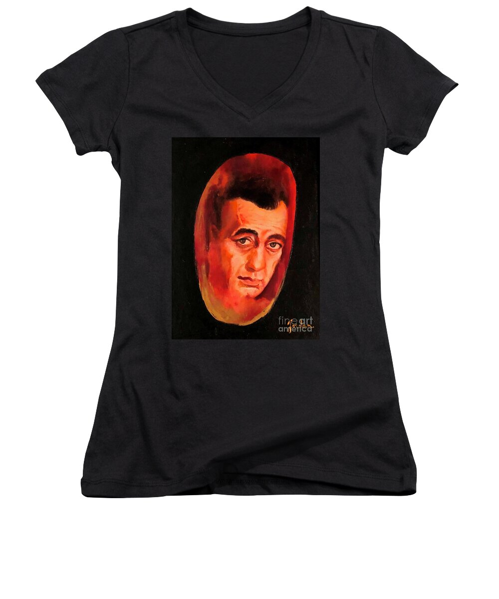 Humphreybogart Women's V-Neck featuring the painting Bogey by Jordana Sands
