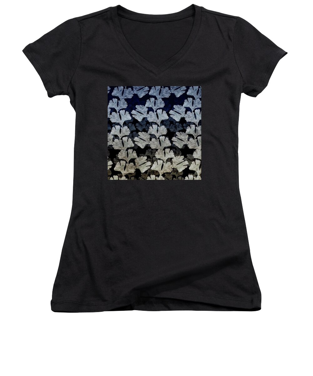 Ginko Women's V-Neck featuring the digital art Ginko Leaf Pattern by Sand And Chi