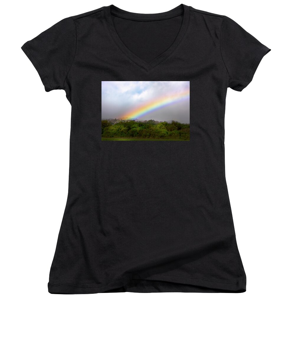 Rainbow Women's V-Neck featuring the photograph God's Intended Purpose by Brian Tada