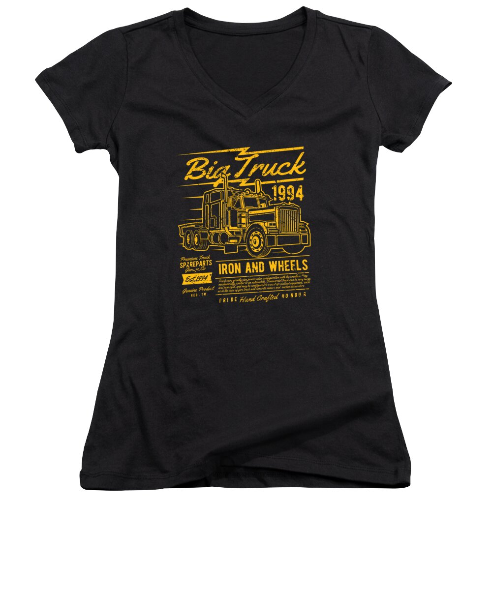 Big Women's V-Neck featuring the digital art Iron and wheels by Long Shot