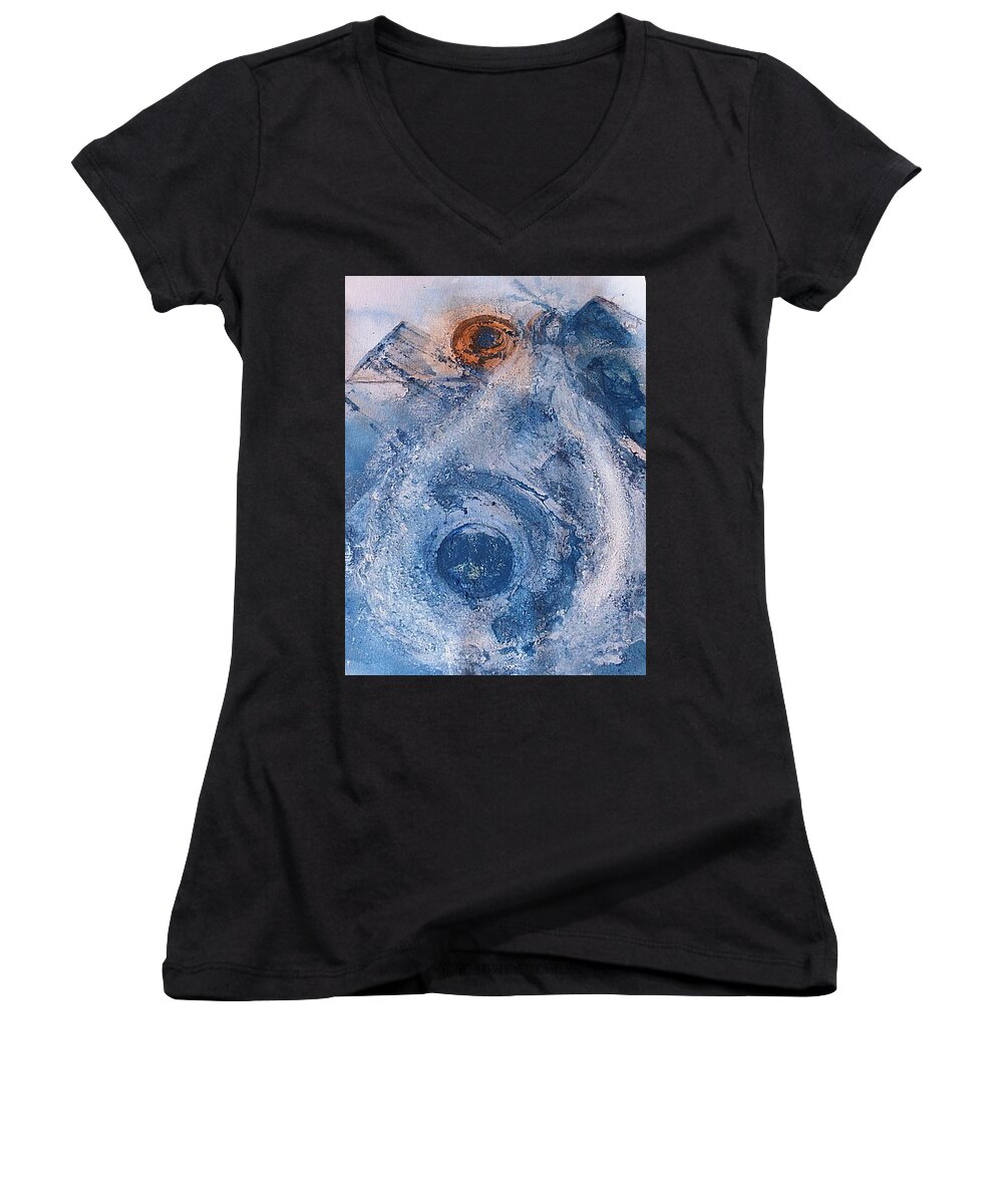 Abstract Women's V-Neck featuring the painting La Donna del Lago by 'REA' Gallery