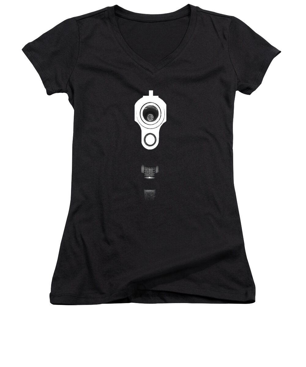 Loaded Weapon Women's V-Neck featuring the photograph Locked and Loaded .png by Al Powell Photography USA