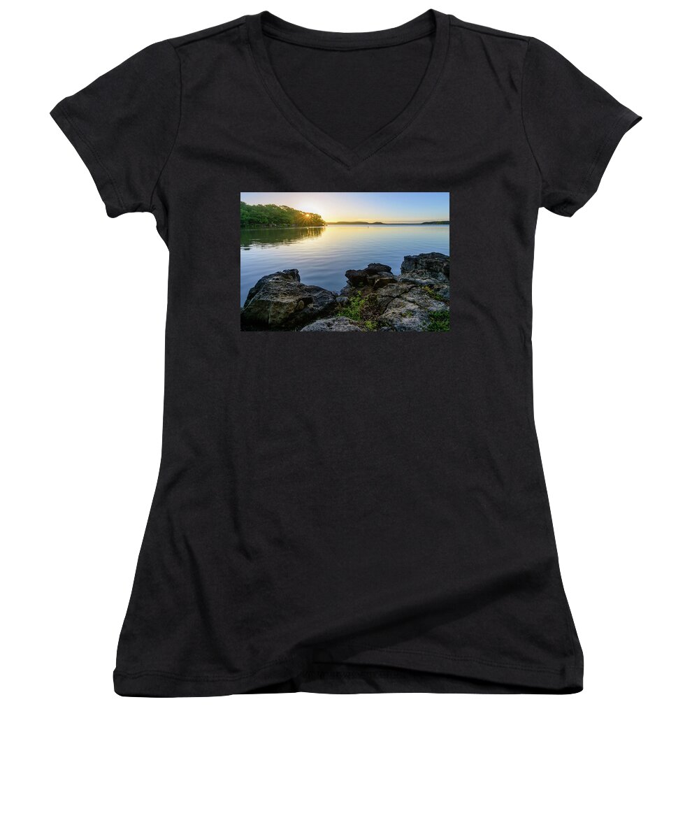 Hawthorn Bluff Women's V-Neck featuring the photograph Morning Sunshine by Michael Scott