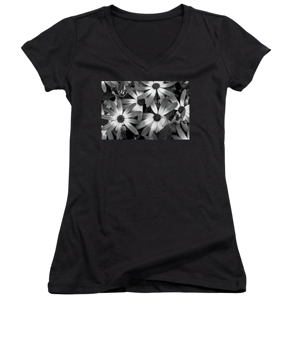 Nature Women's V-Neck featuring the photograph Multiple Daisies Flowers by Louis Dallara