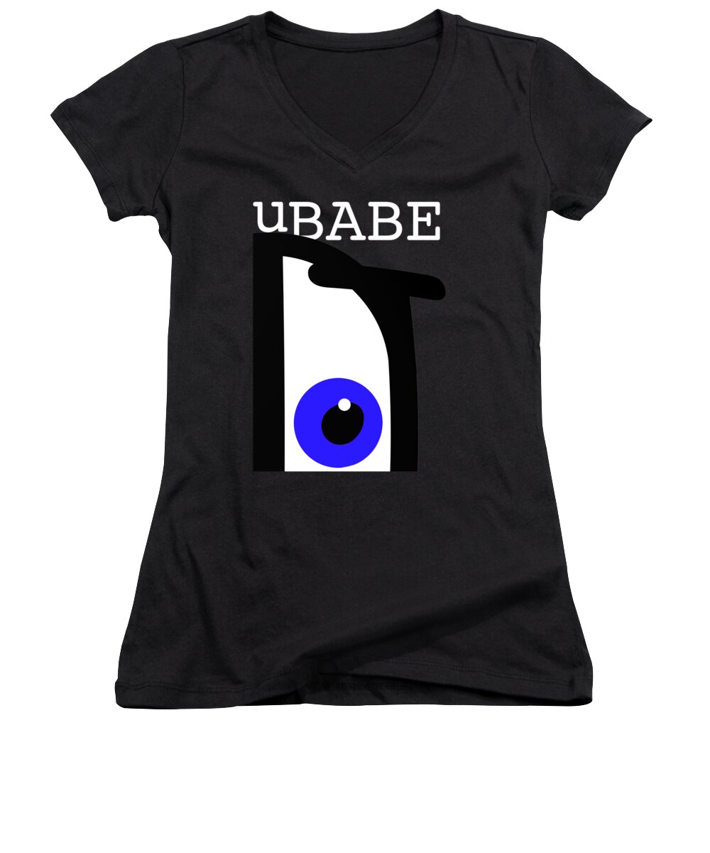 Ubabe Black Eye Women's V-Neck featuring the digital art Night of the Babe by Ubabe Style