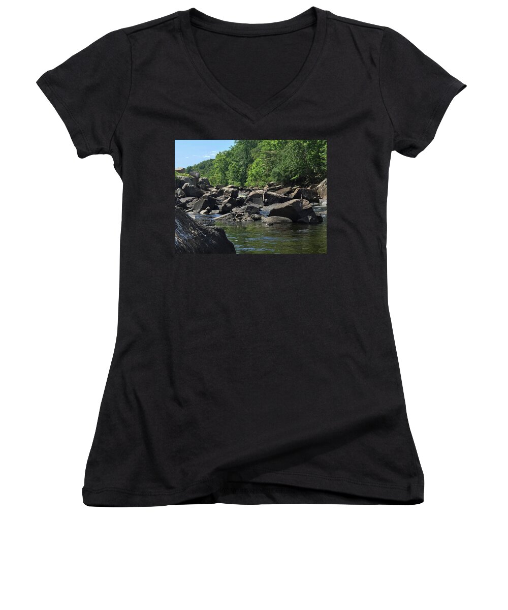 Flora Women's V-Neck featuring the photograph On the Occoquan by Lora J Wilson