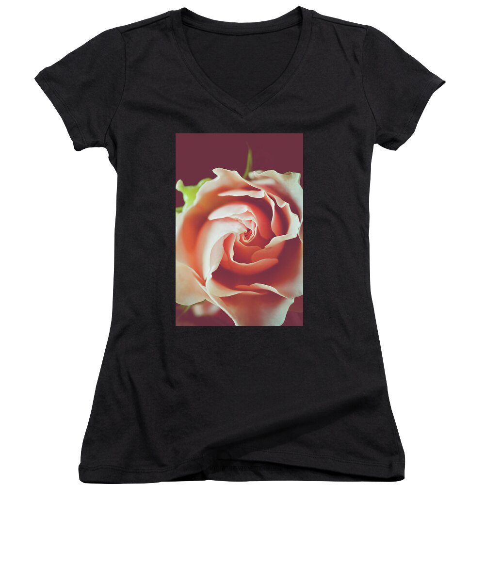 Coral Women's V-Neck featuring the photograph Painted by Michelle Wermuth