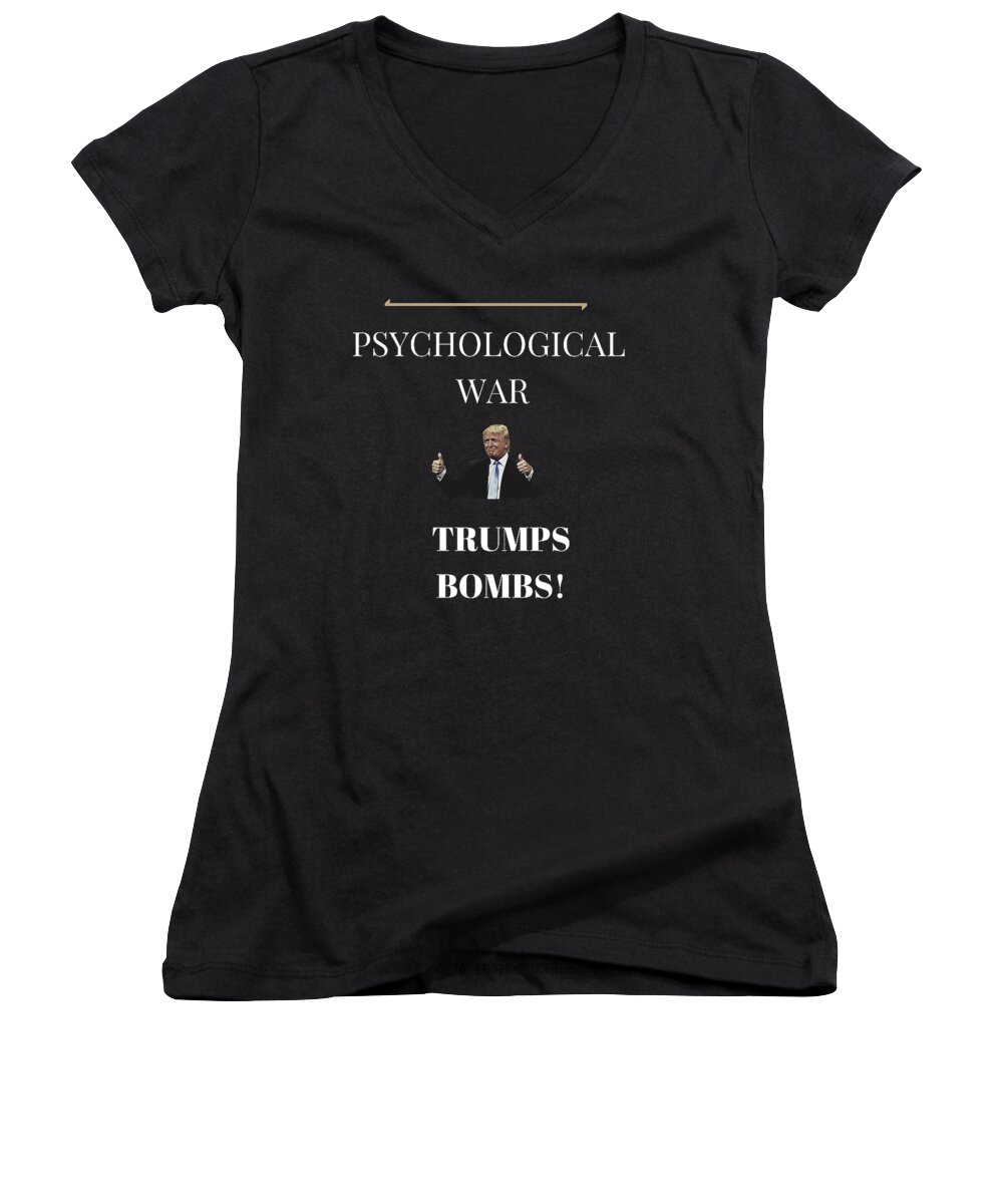 Typography Women's V-Neck featuring the digital art Psychological War by Denise Morgan