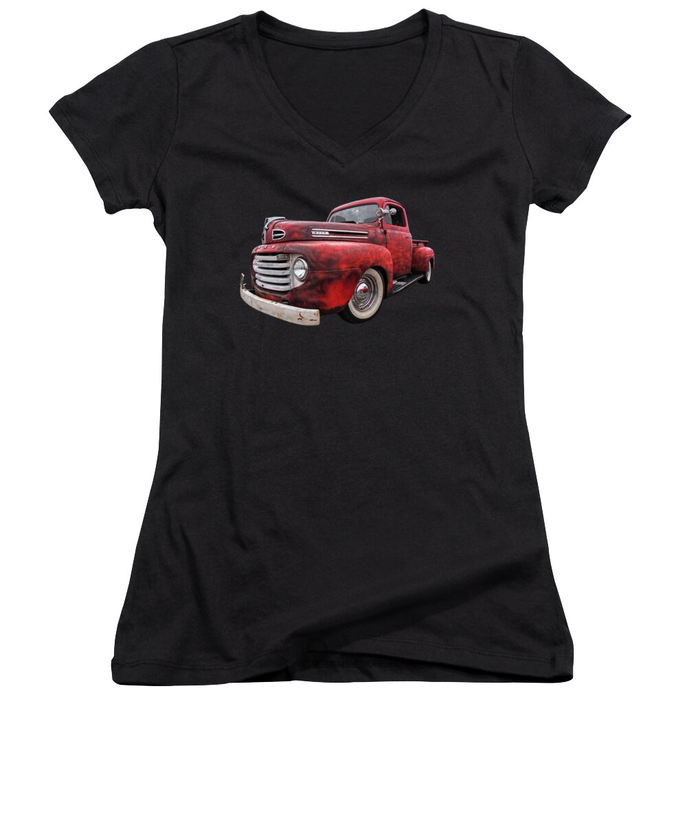 Ford Truck Women's V-Neck featuring the photograph Rusty Jewel - 1948 Ford by Gill Billington