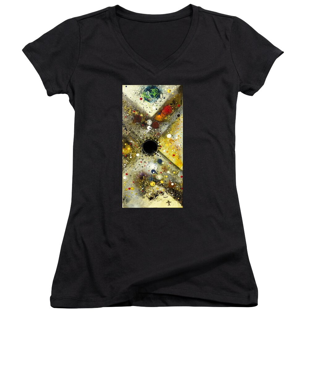 Abstract Women's V-Neck featuring the painting The Escape Artist by 'REA' Gallery