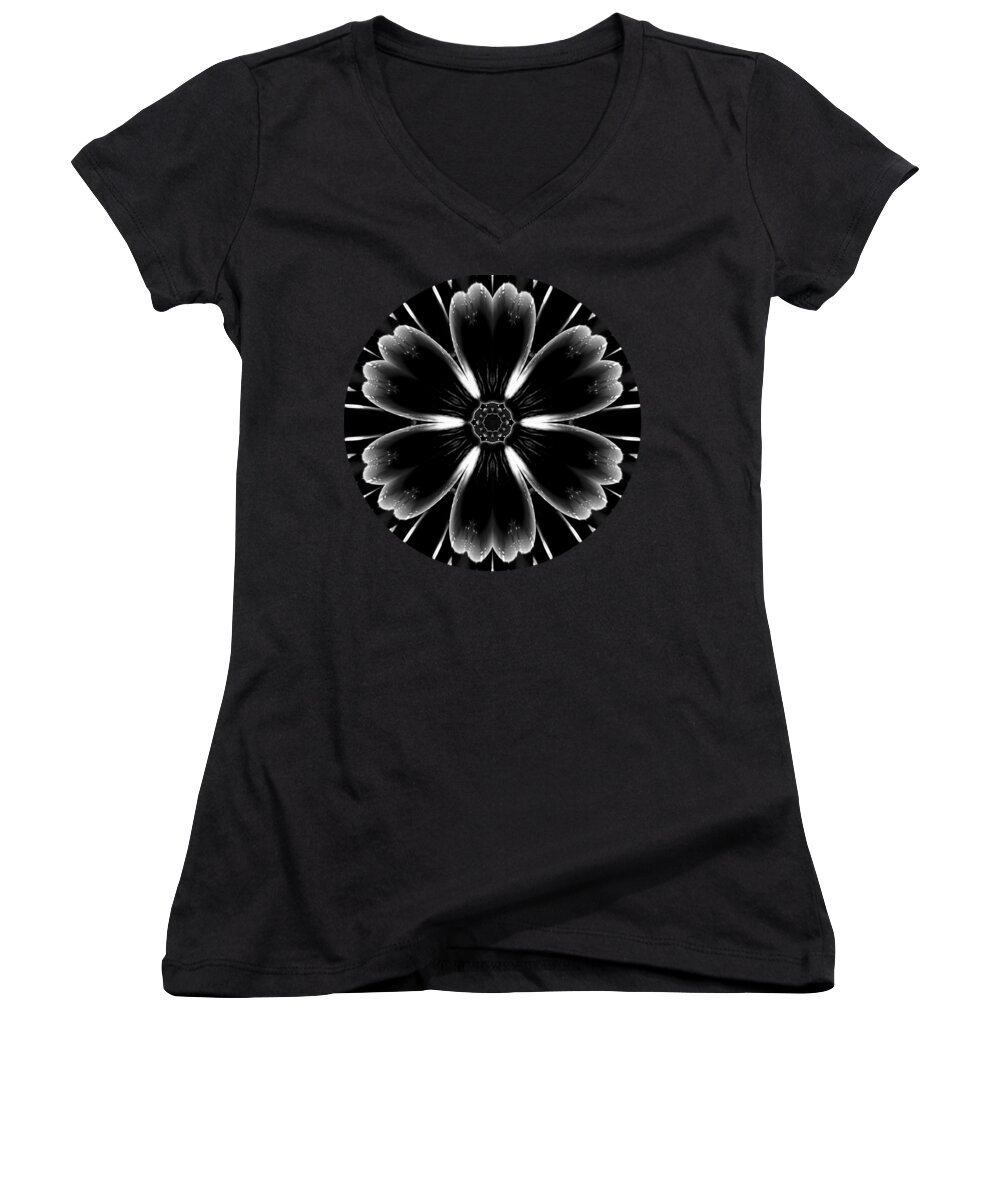 Black And White Women's V-Neck featuring the digital art The Light Sustains Me by Rachel Hannah