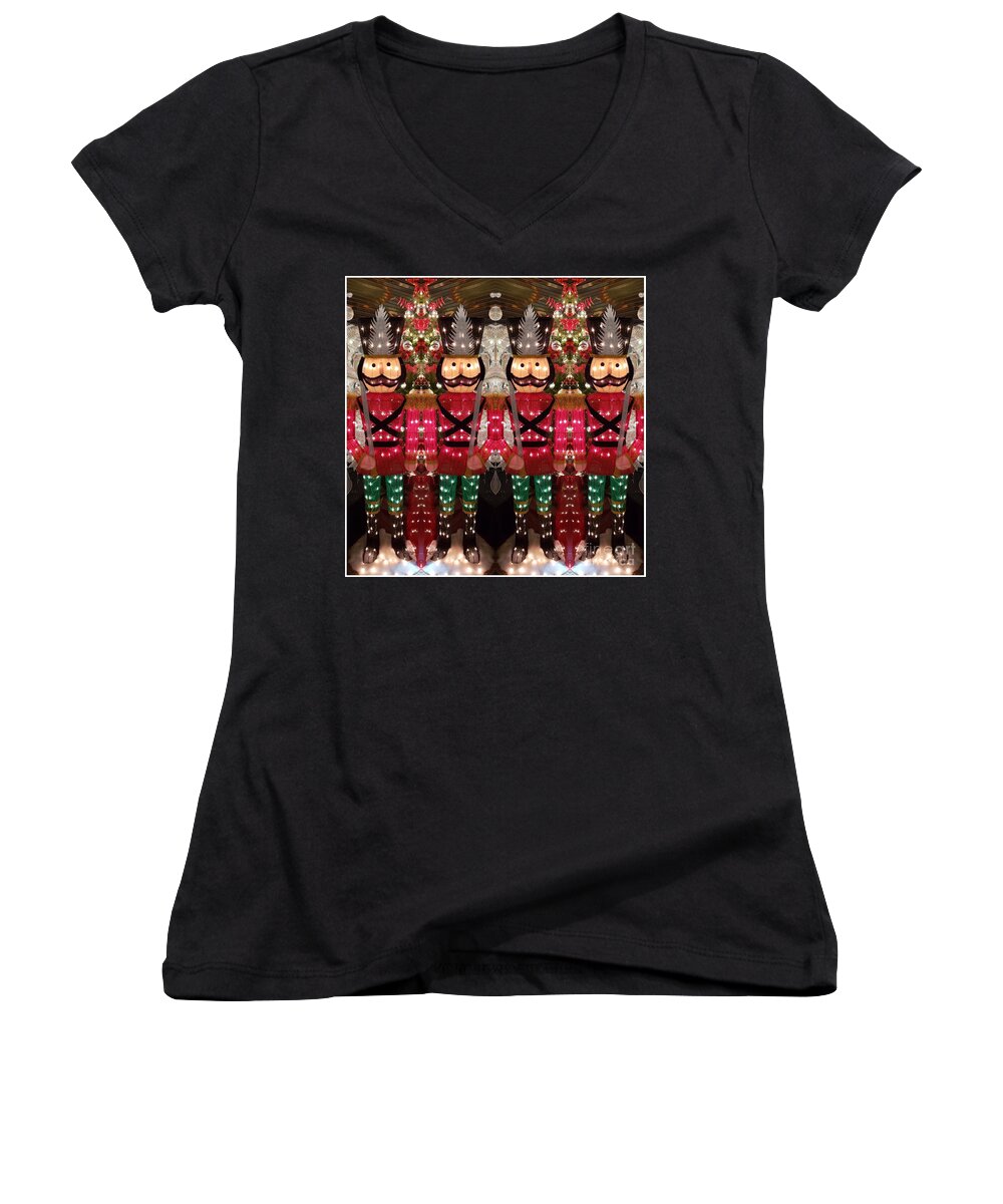 Toy Soldiers Women's V-Neck featuring the photograph The March of the Toy Soldiers is on. by Mary Capriole