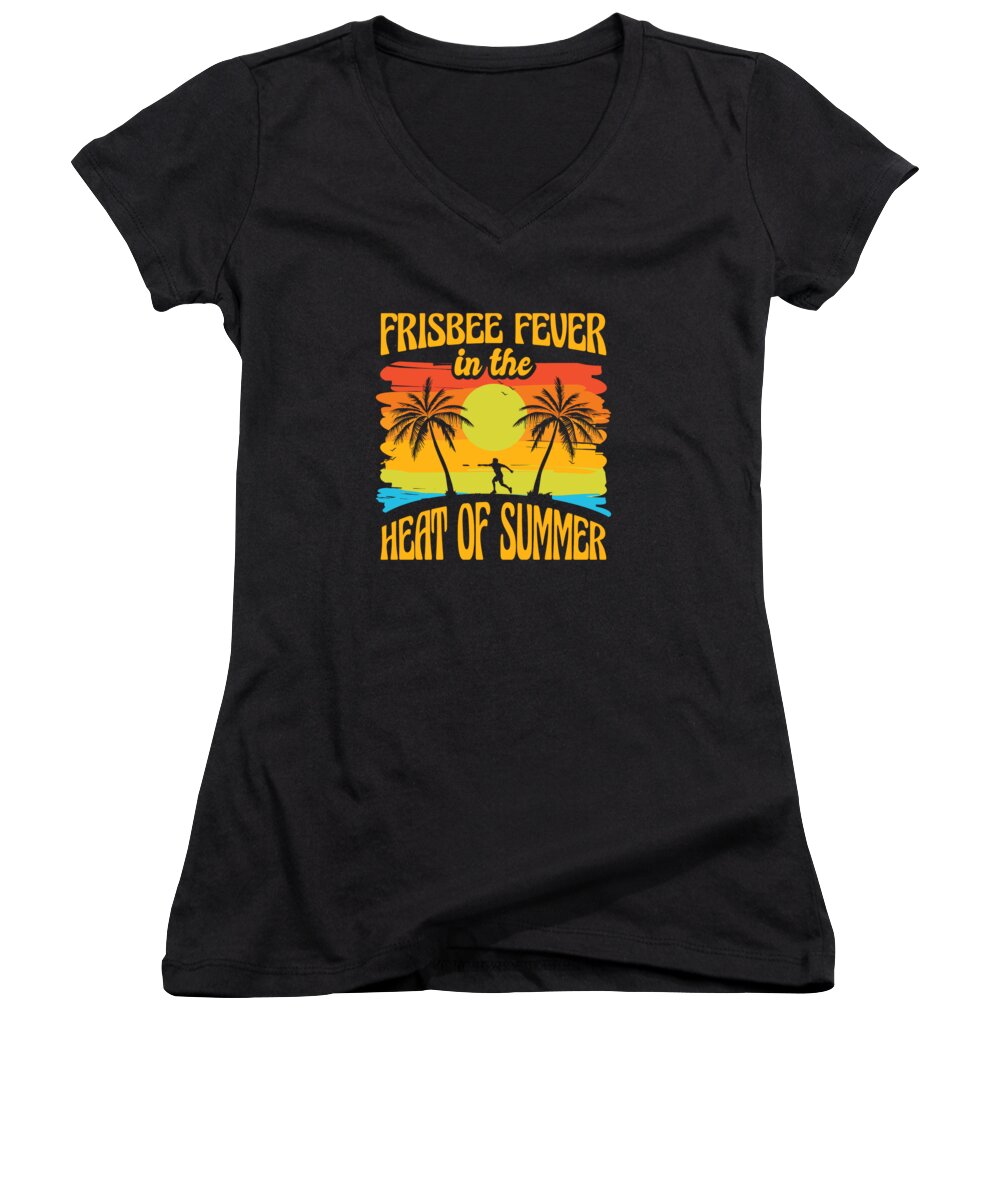 Frisbee Women's V-Neck featuring the digital art Frisbee Tropical Summer Vacation Flying Disc Sport #1 by Toms Tee Store