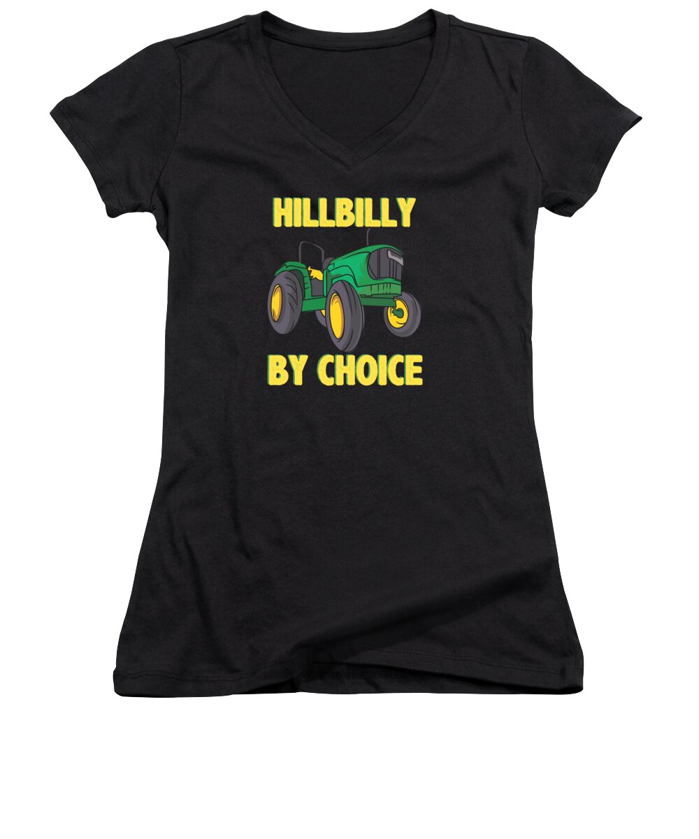 Hillybilly Women's V-Neck featuring the digital art Tractor Farmer Hillbilly by Choice Hillbilly #1 by Toms Tee Store