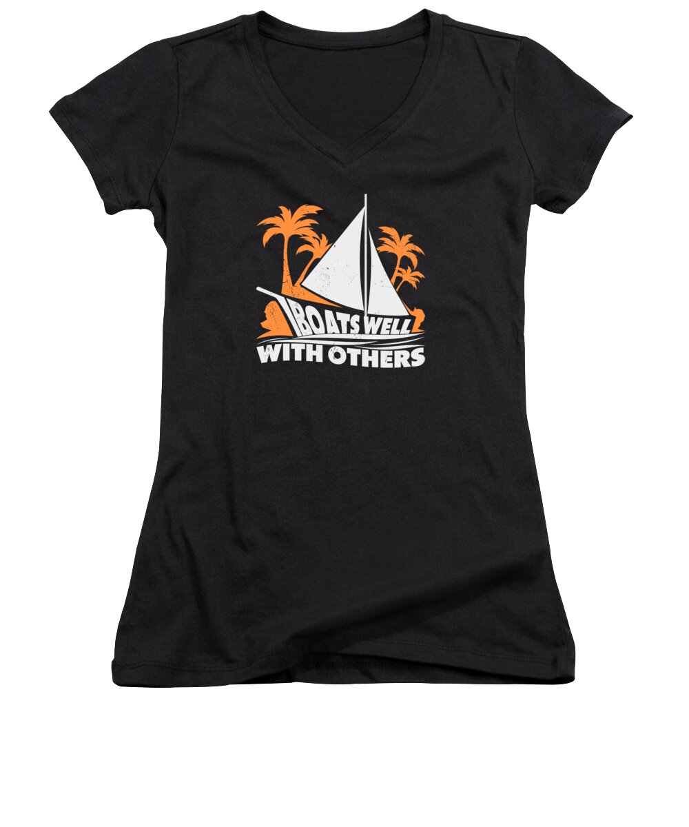 Boating Women's V-Neck featuring the digital art Boating Boat Captains Boating Sailing Cruise Ship #10 by Toms Tee Store