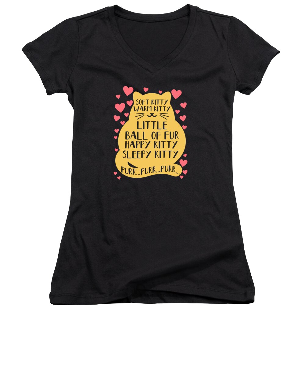Cat Lover Women's V-Neck featuring the digital art Cute Cat Owner Kitten Cat Mom Cat Dad Lullaby Song #10 by Toms Tee Store