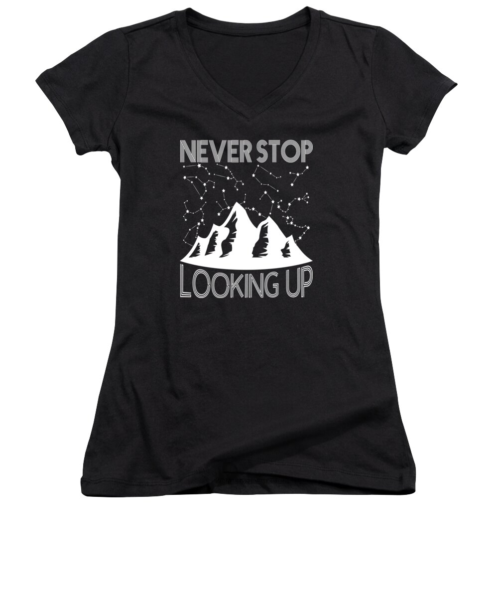 Constellation Women's V-Neck featuring the digital art Constellation Stars Mountains Night Sky #2 by Toms Tee Store