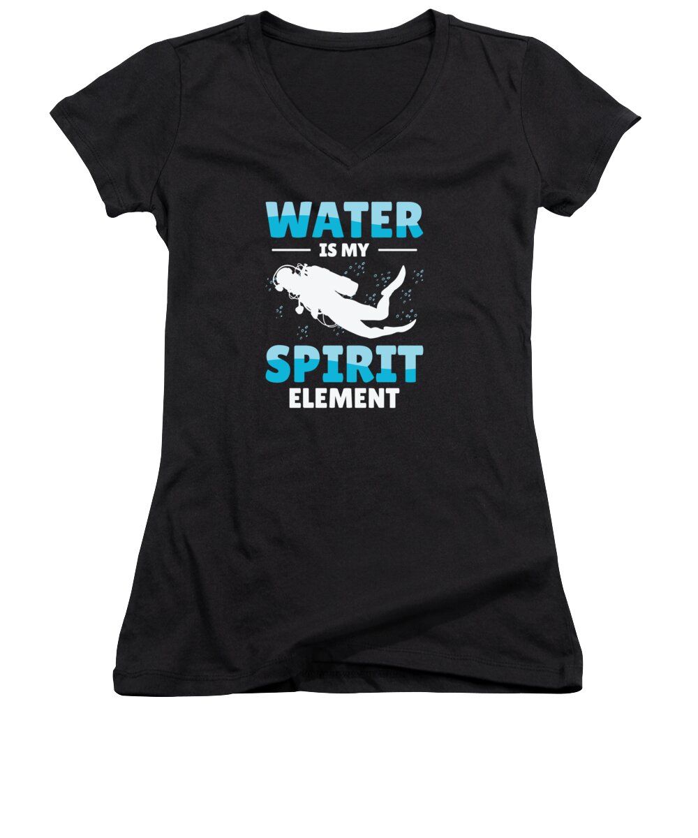 Water Women's V-Neck featuring the digital art Snorkeling Water Sports Spirit Element Scuba-diving Diver #2 by Toms Tee Store