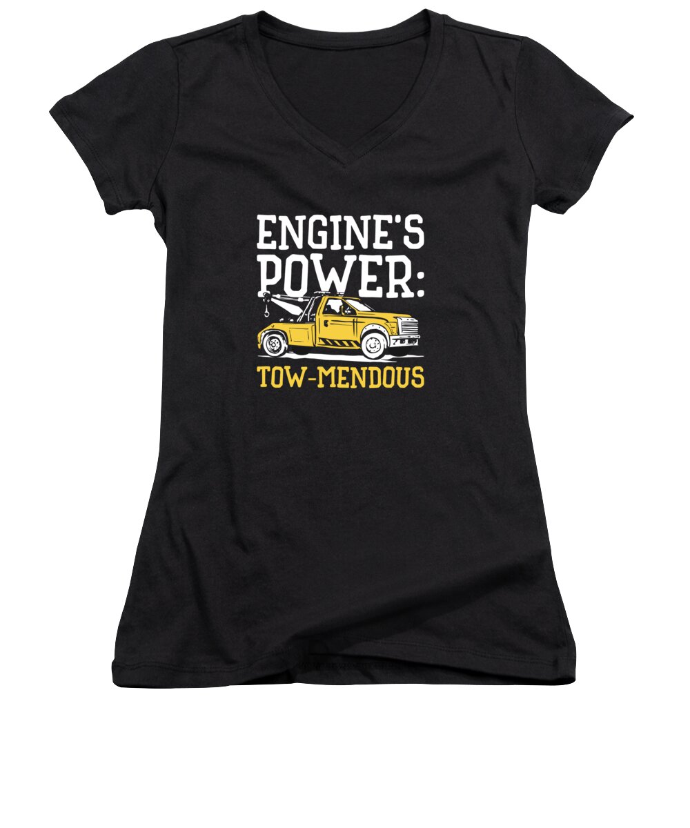 Tow Trucks Women's V-Neck featuring the digital art Tow Truck Driver Trucking Engine Operator Trucker Operator #2 by Toms Tee Store