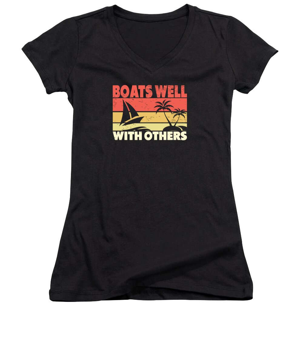 Boating Women's V-Neck featuring the digital art Boating Boat Captains Boating Sailing Cruise Ship #7 by Toms Tee Store