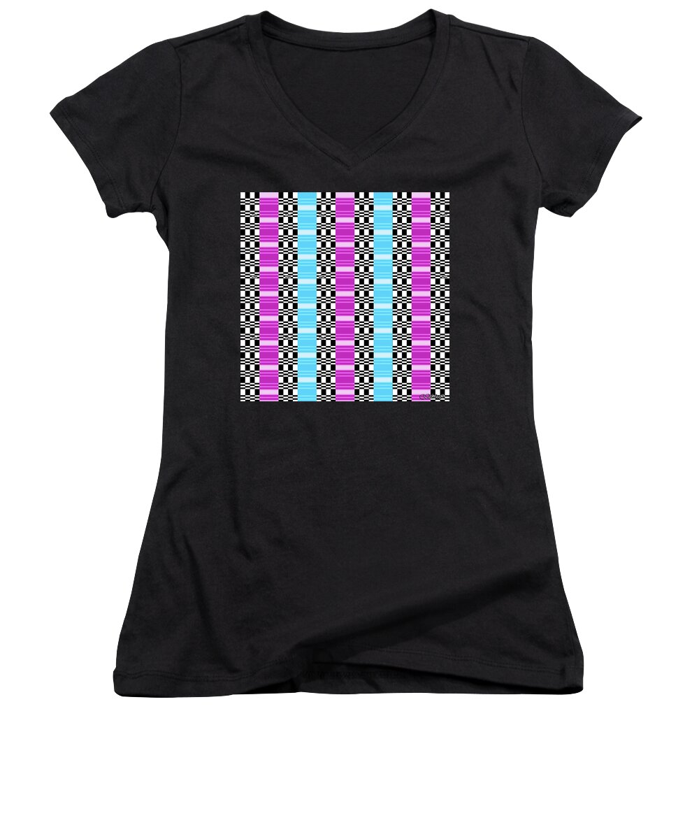 Moving Pattern Women's V-Neck featuring the mixed media Alternating Current by Gianni Sarcone