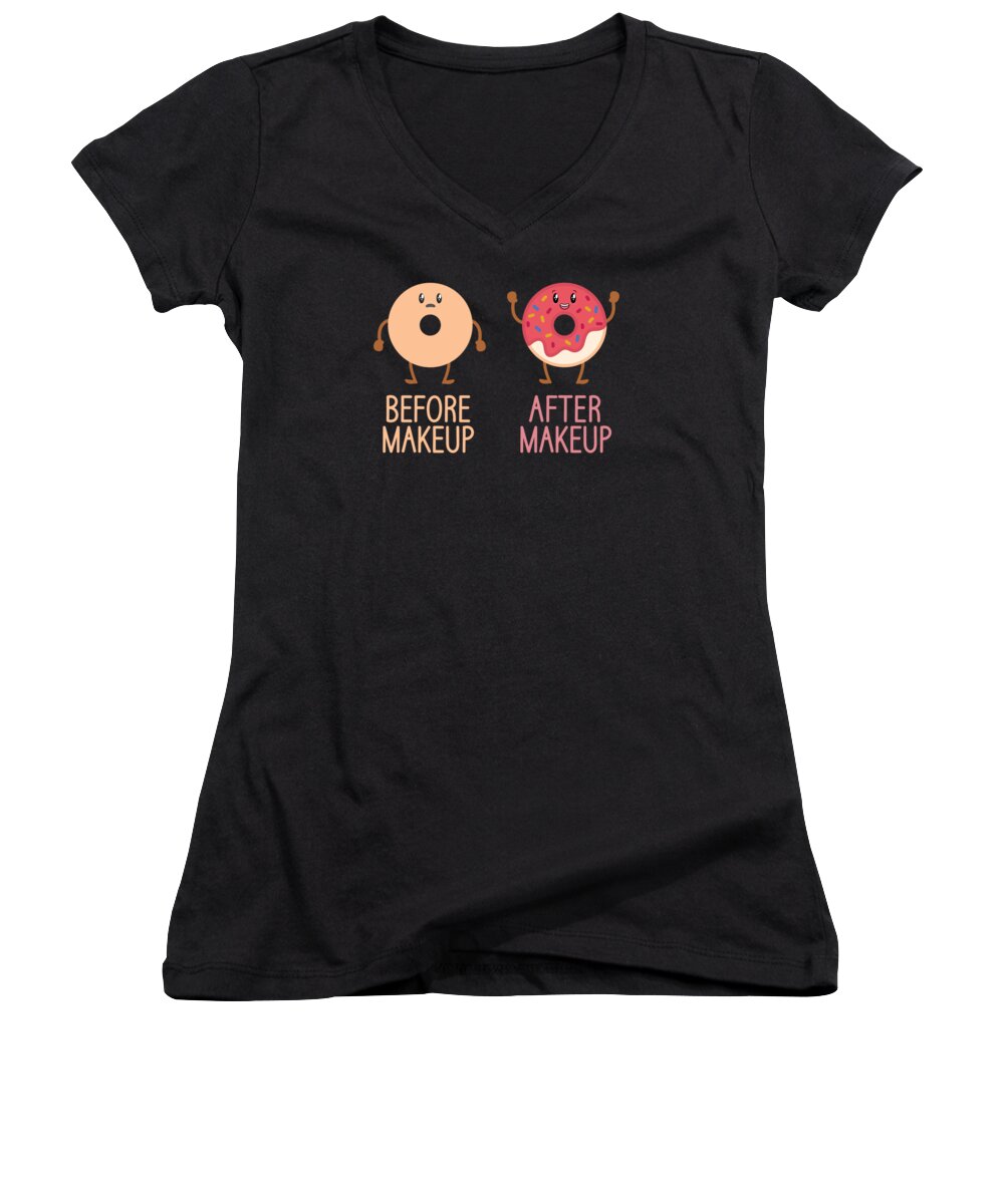 Beautician Women's V-Neck featuring the digital art Beautician Donuts Makeup Artist Stylist by Toms Tee Store