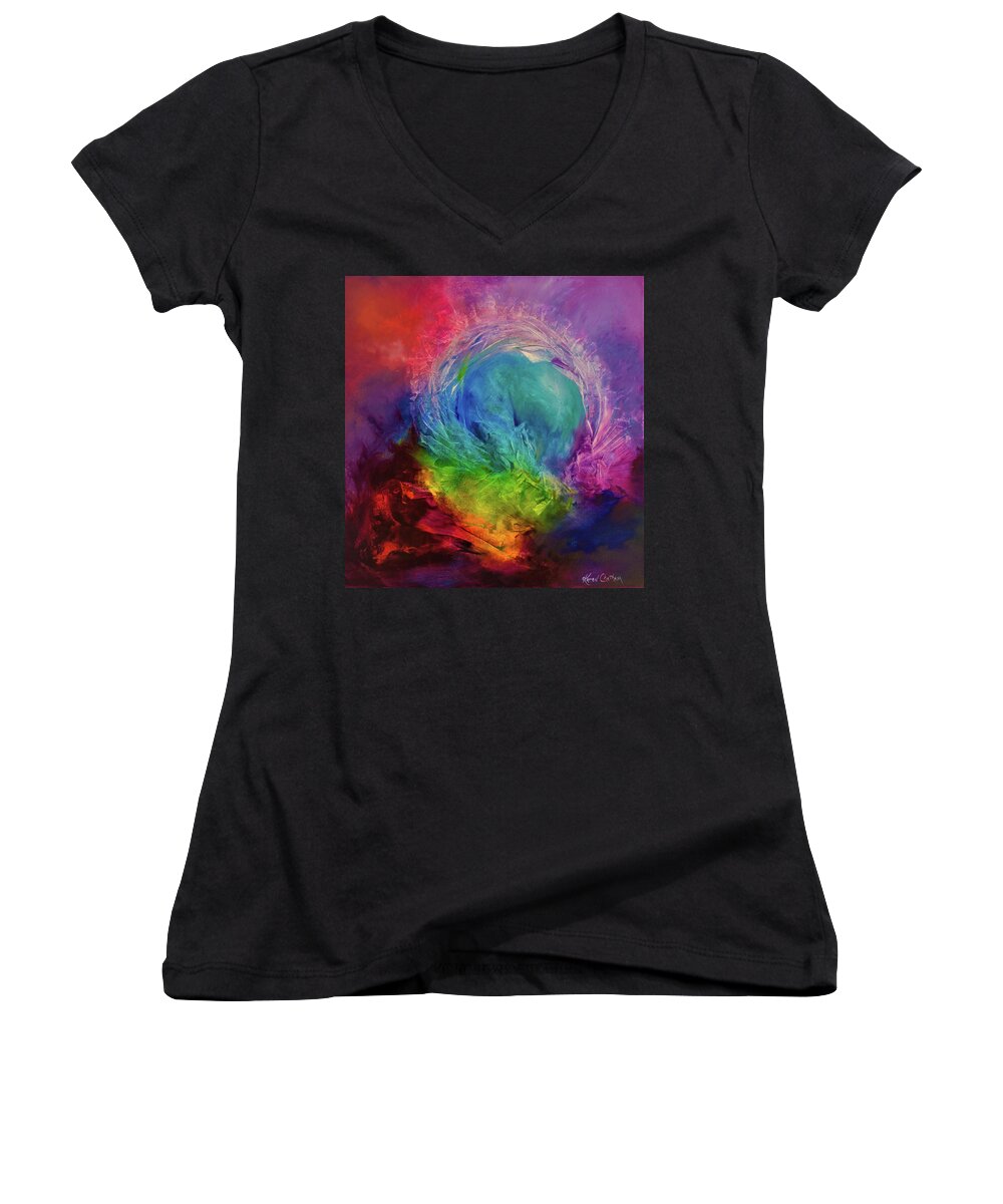 Beautiful Art Women's V-Neck featuring the painting Circle Of Life by Karen Kennedy Chatham