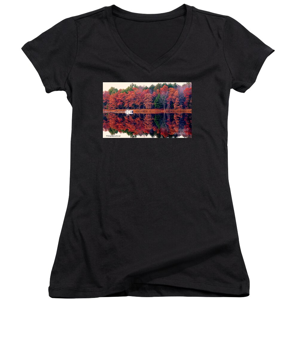 River Women's V-Neck featuring the photograph Cruising on Menominee River by Ms Judi