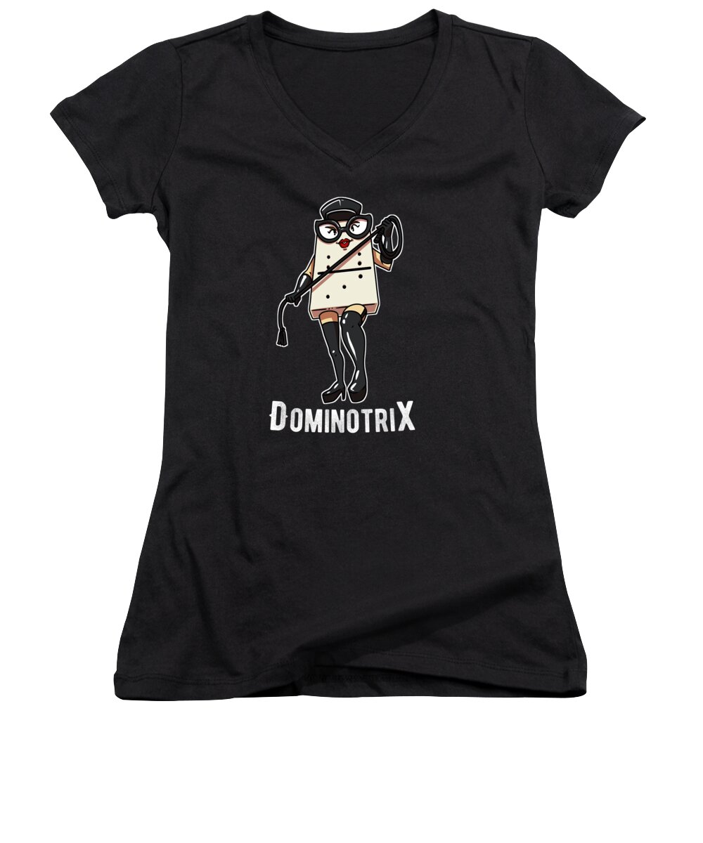 Bdsm Women's V-Neck featuring the digital art Dominotrix for BDSM Fans, and Domino Players by Lance Gambis