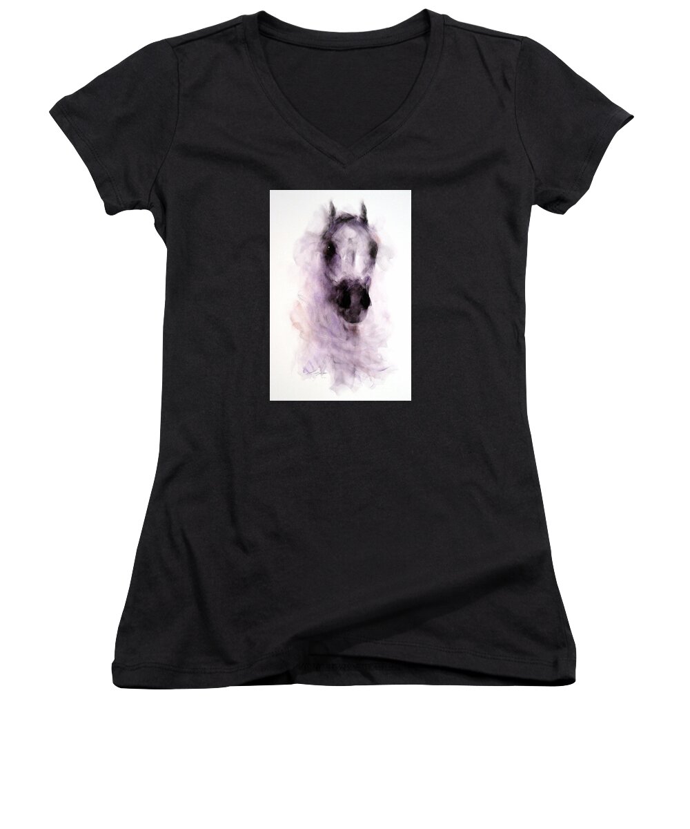 Horse Painting Women's V-Neck featuring the painting Emperador by Janette Lockett