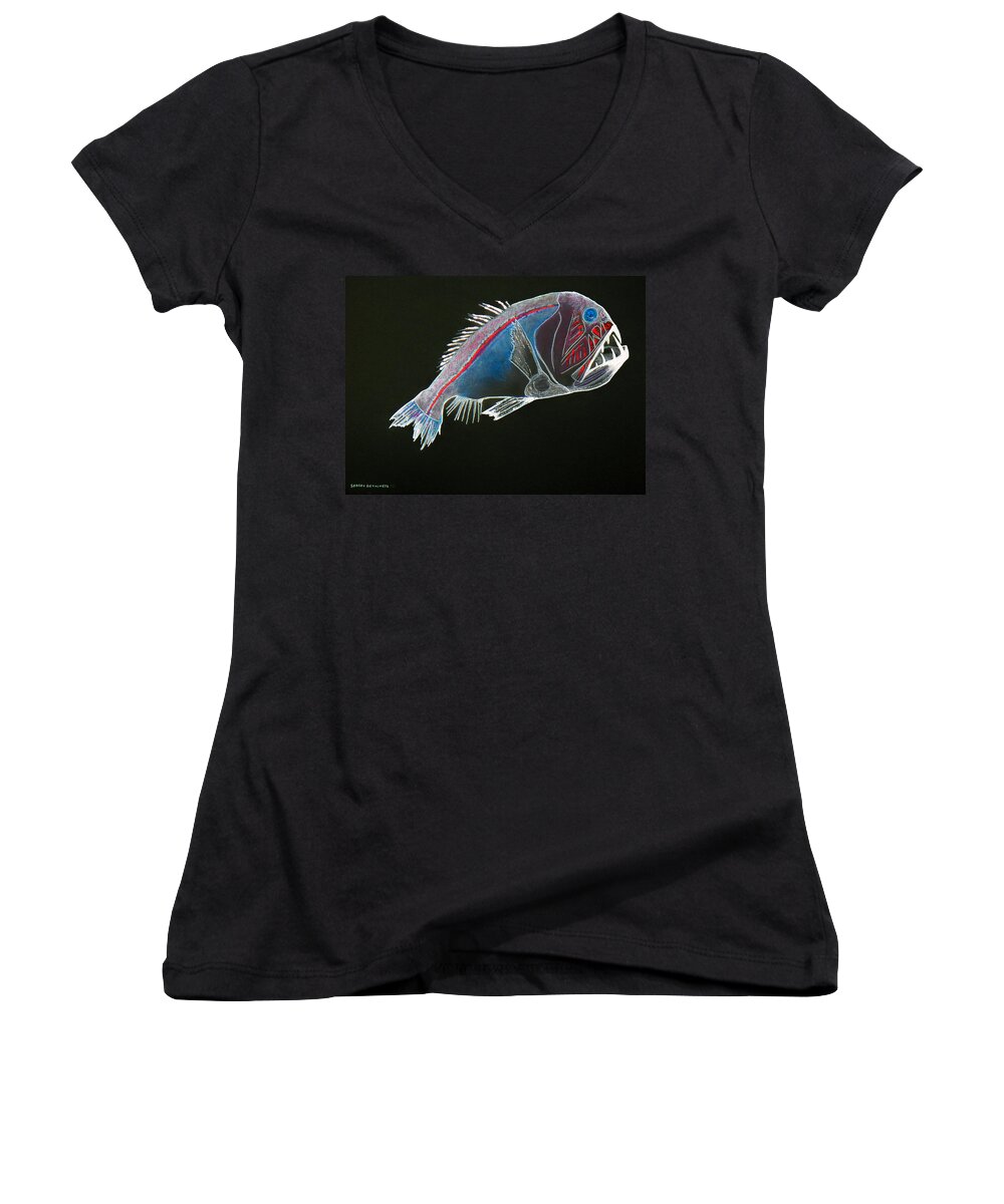 Fossil Women's V-Neck featuring the drawing From The Abyss by Sergey Bezhinets