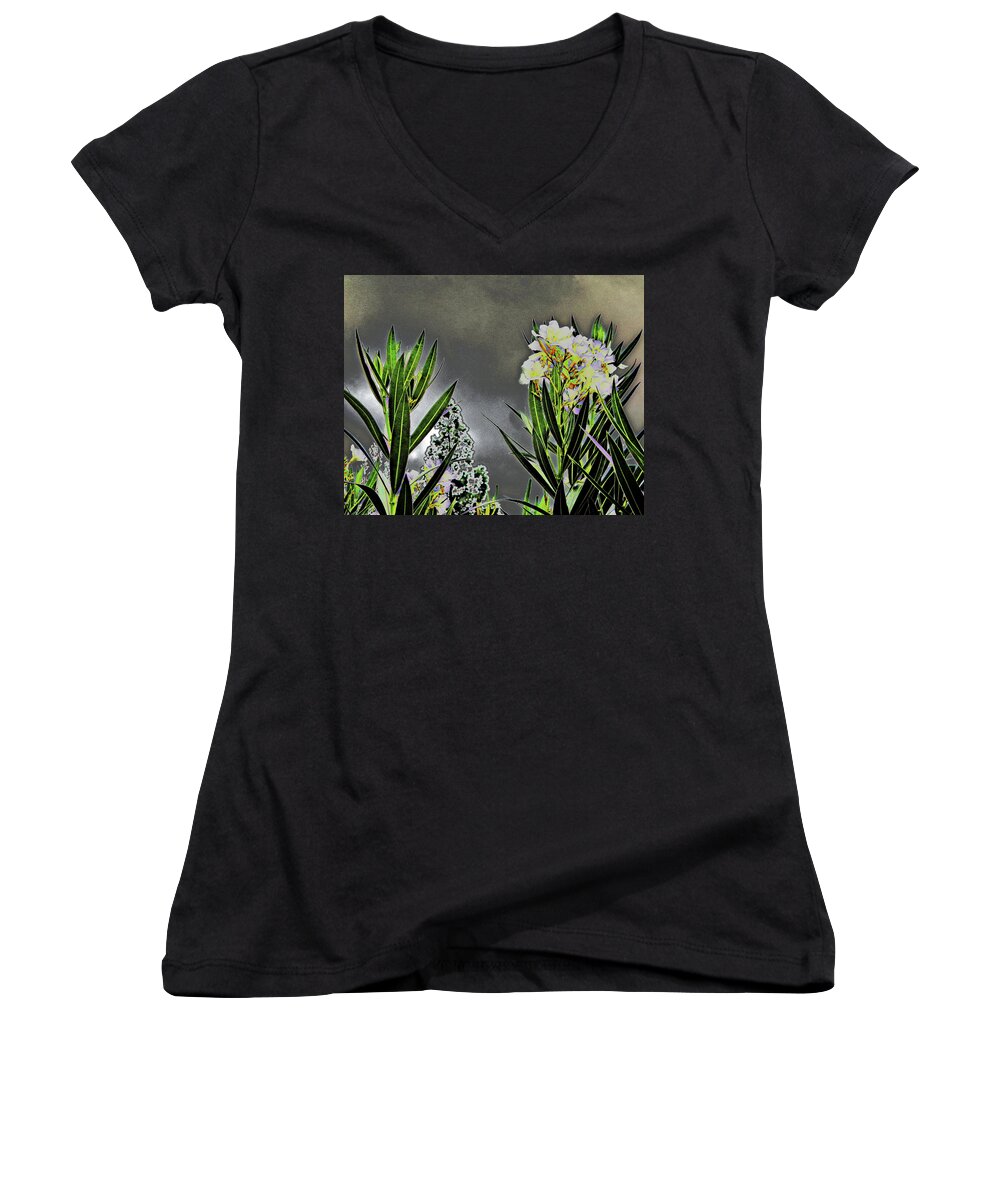 Gray Women's V-Neck featuring the photograph Gray Day Plants by Andrew Lawrence