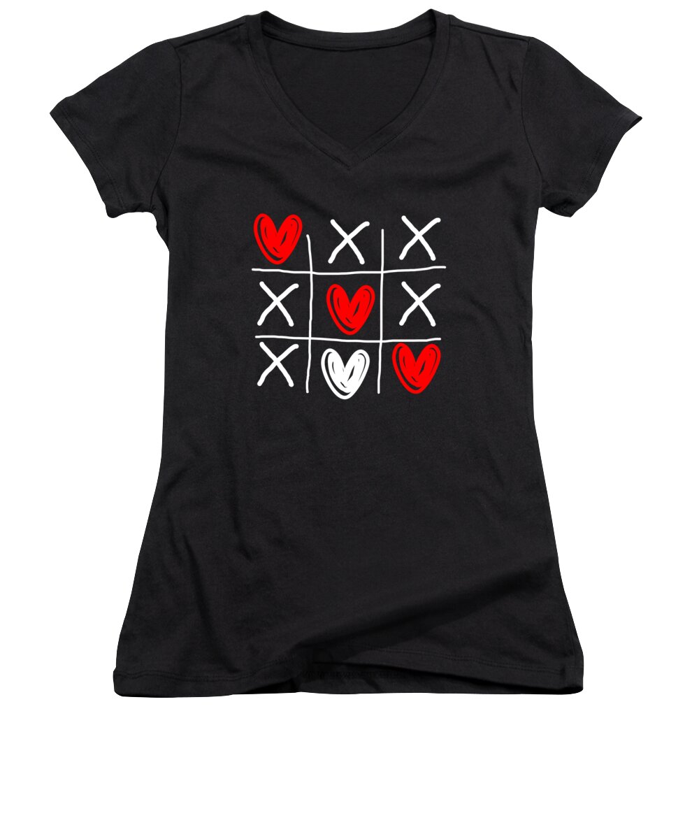 Valentines Day Women's V-Neck featuring the digital art Hearts Love Cupid Valentines Day February Romance Dinner Dates Gift by Thomas Larch