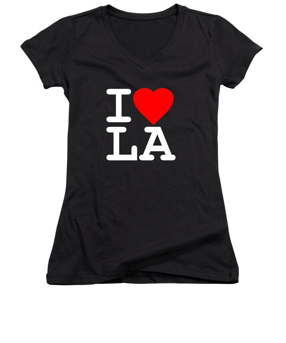 California Women's V-Neck featuring the digital art I Love LA Los Angeles by Flippin Sweet Gear