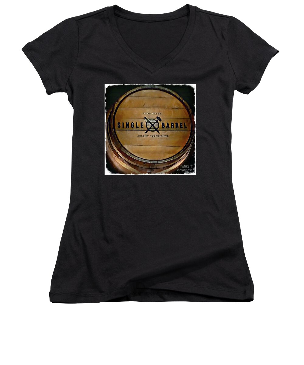 Bourbon Women's V-Neck featuring the digital art Knob Creek Barrel 3 by CAC Graphics