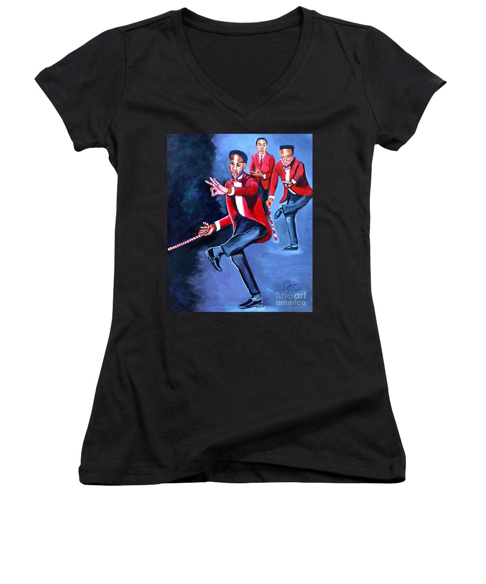 Cool Women's V-Neck featuring the painting Kool and Kopacetic by Ecinja Art Works
