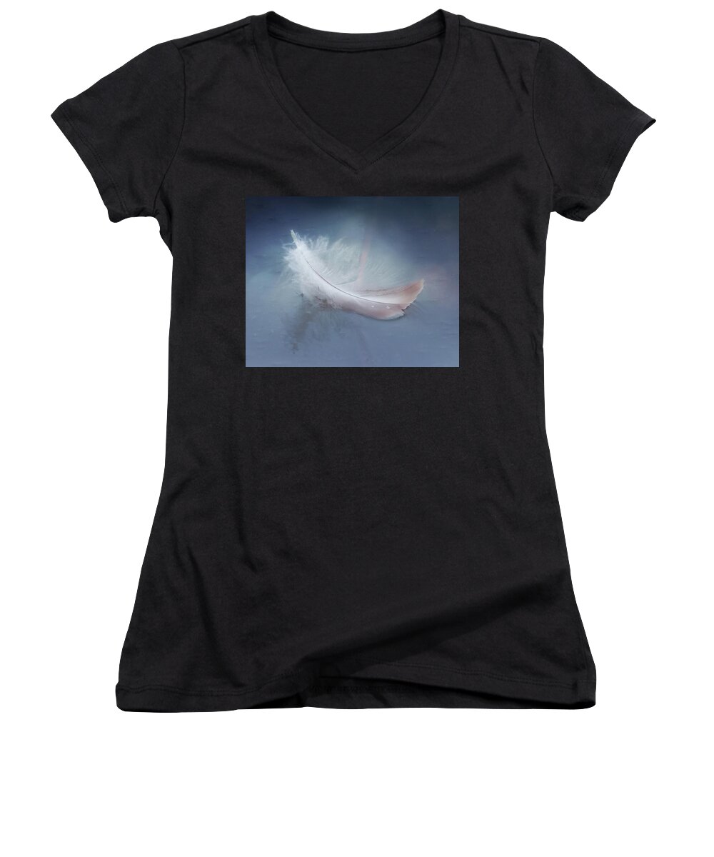 Feather Women's V-Neck featuring the photograph Magical Feather by Jerry Cowart