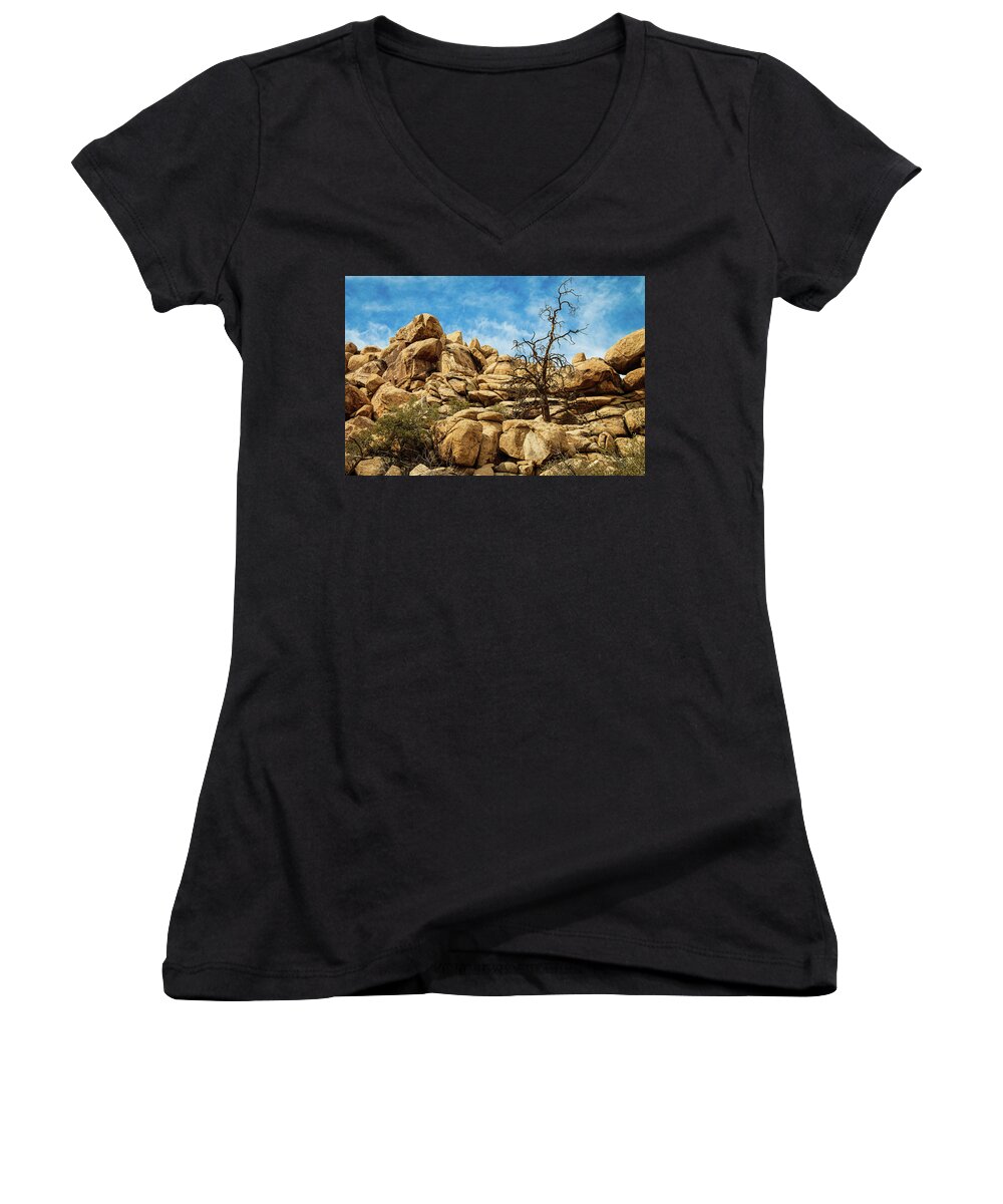 Landscapes Women's V-Neck featuring the photograph Needs Water by Claude Dalley
